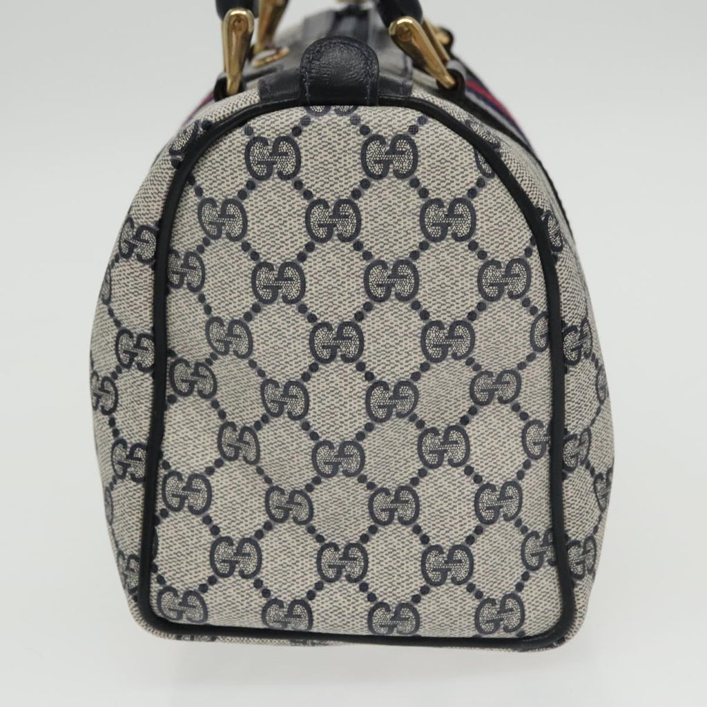 GUCCI GG Supreme Sherry Line Hand Bag PVC Navy Gold 012 3841 58 am7268