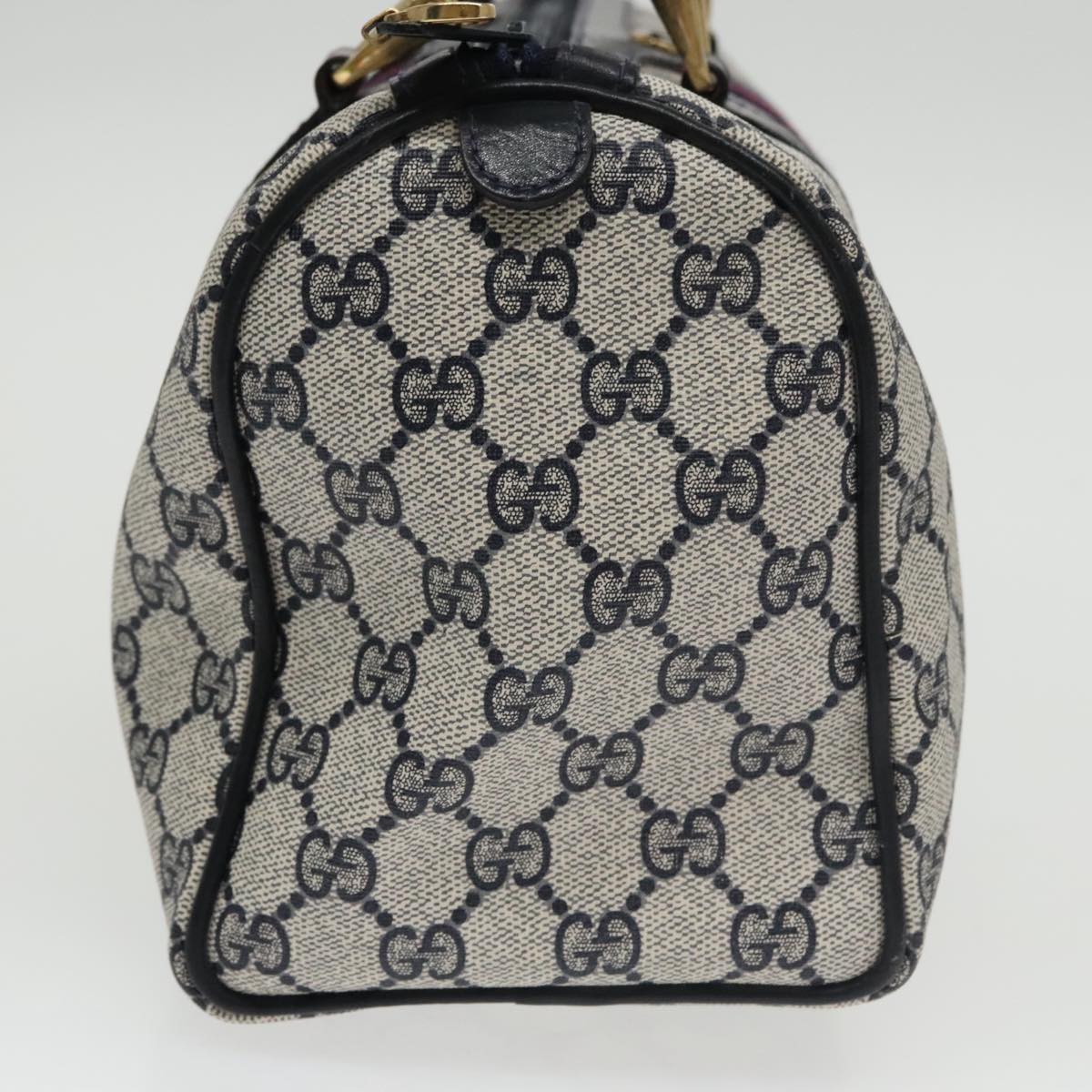 GUCCI GG Supreme Sherry Line Hand Bag PVC Navy Gold 012 3841 58 am7268