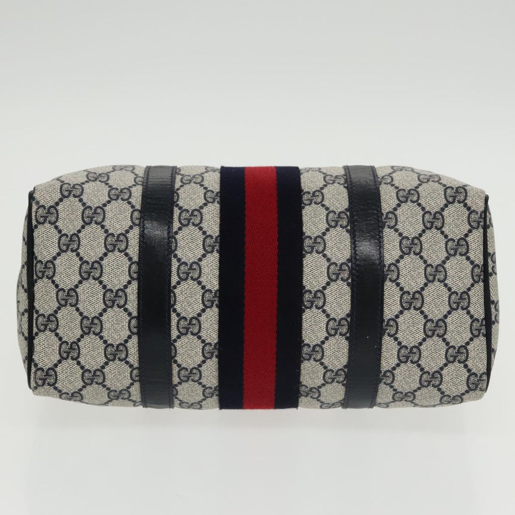 GUCCI GG Supreme Sherry Line Hand Bag PVC Navy Gold 012 3841 58 am7268