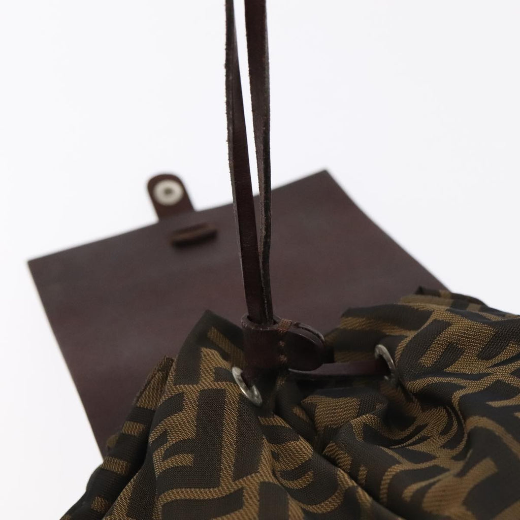 FENDI Zucca Canvas Backpack Brown Black Silver am7286