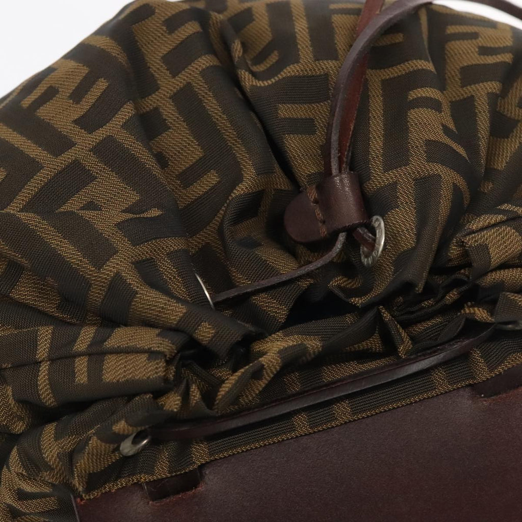 FENDI Zucca Canvas Backpack Brown Black Silver am7286