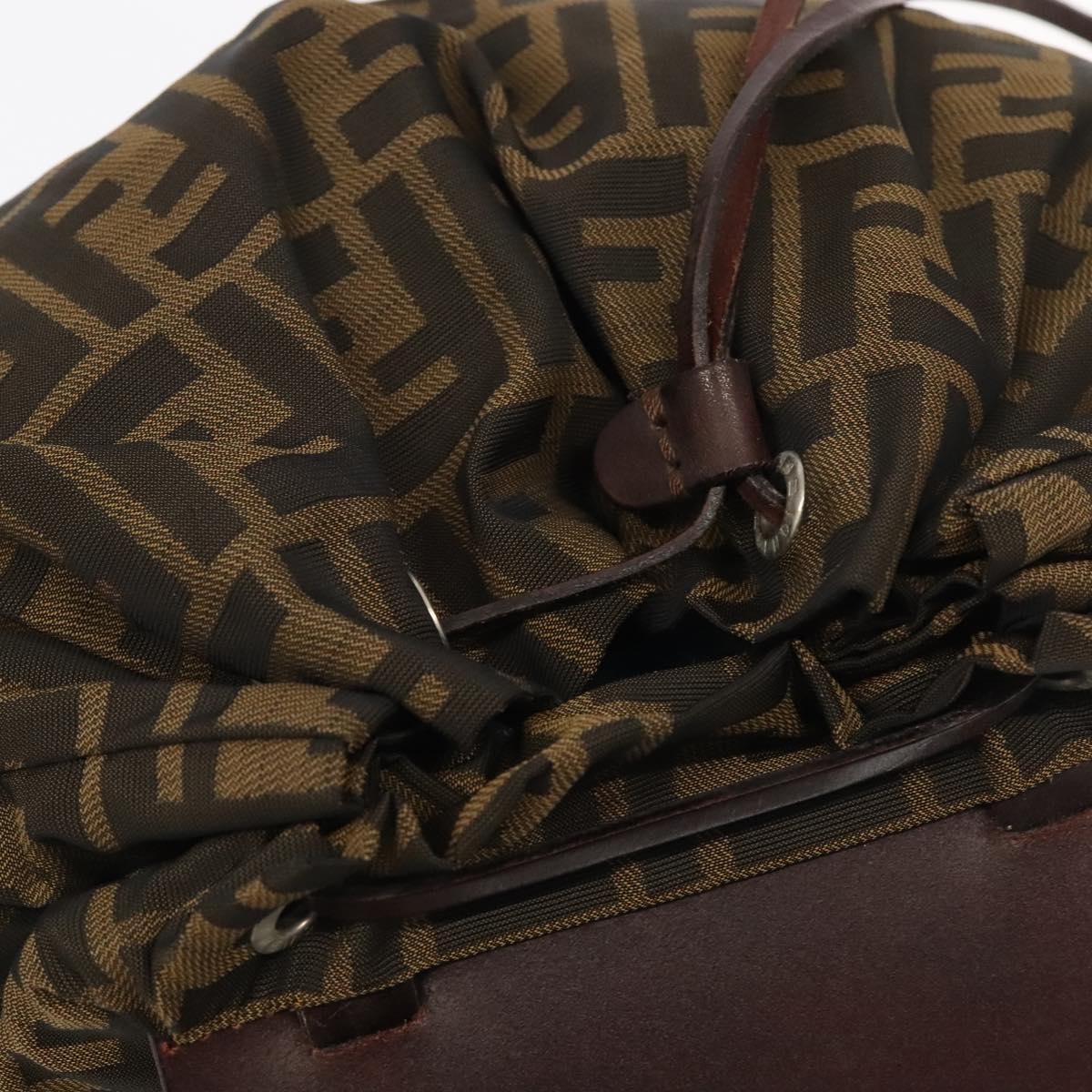 FENDI Zucca Canvas Backpack Brown Black Silver am7286