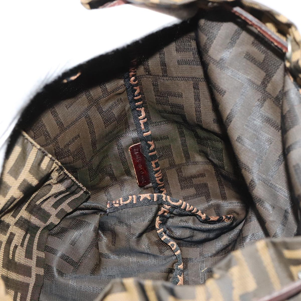 FENDI Zucca Canvas Backpack Brown Black Silver am7286