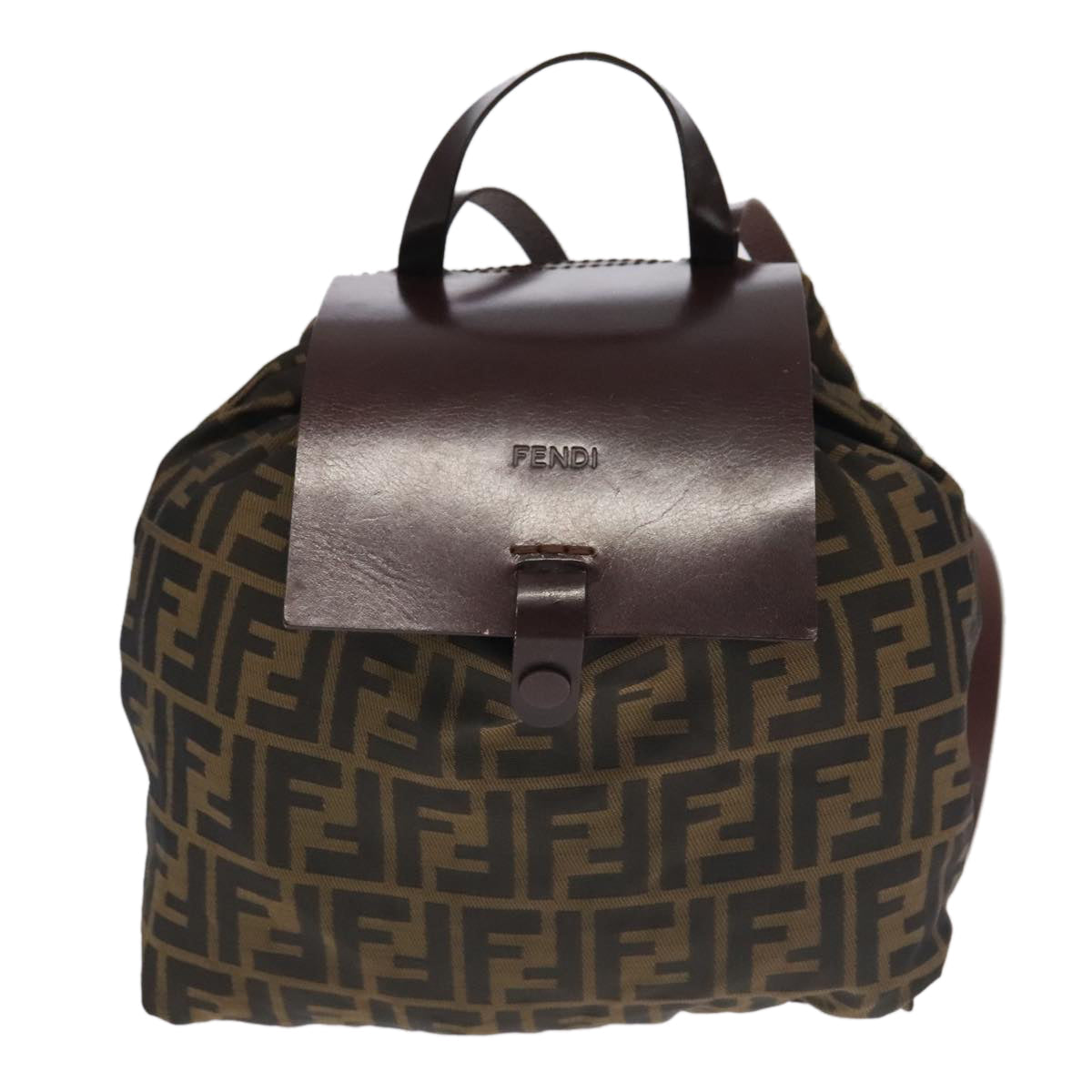 FENDI Zucca Canvas Backpack Brown Black Silver am7286
