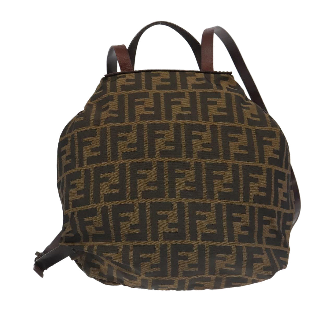 FENDI Zucca Canvas Backpack Brown Black Silver am7286