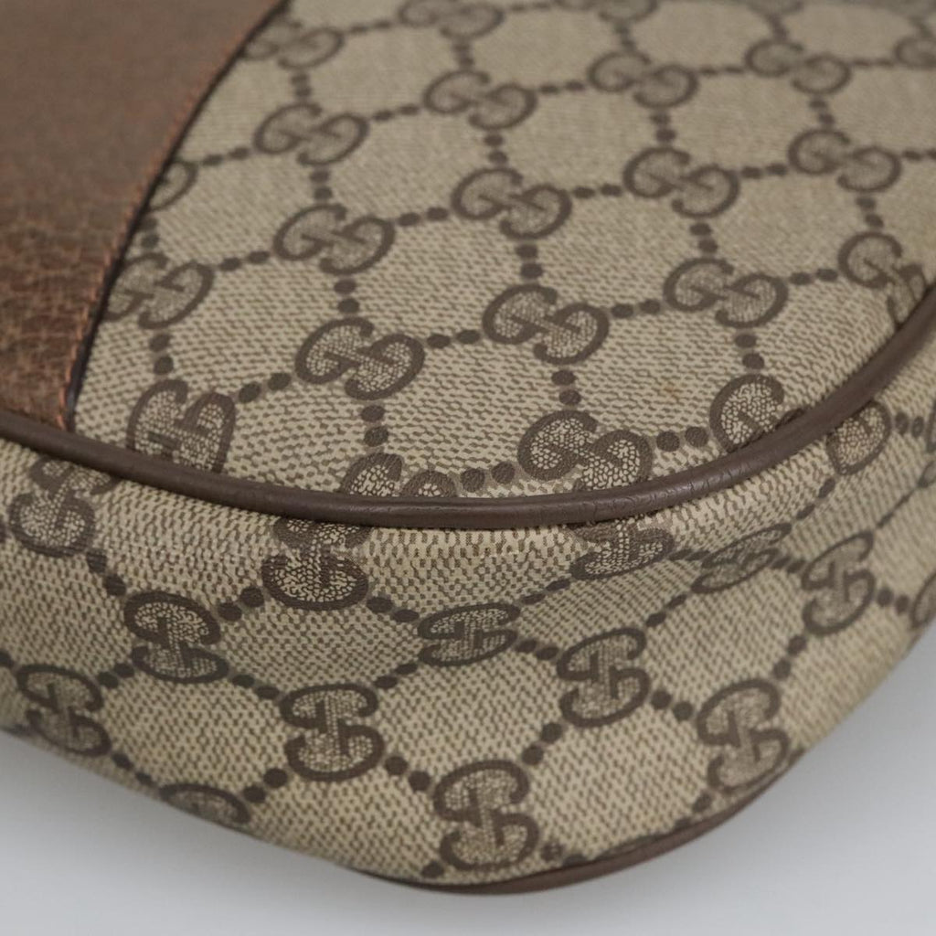 GUCCI GG Supreme Web Sherry Line Clutch Bag PVC Beige Gold 89 01 034 am7287