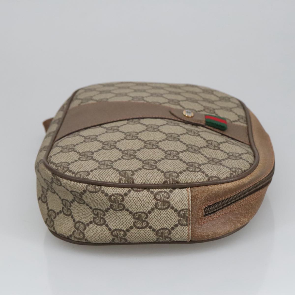 GUCCI GG Supreme Web Sherry Line Clutch Bag PVC Beige Gold 89 01 034 am7287
