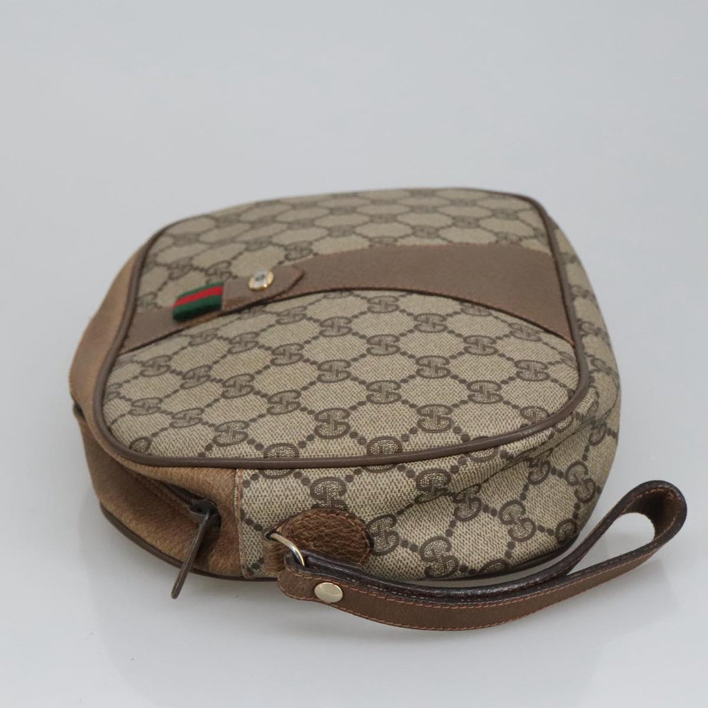 GUCCI GG Supreme Web Sherry Line Clutch Bag PVC Beige Gold 89 01 034 am7287