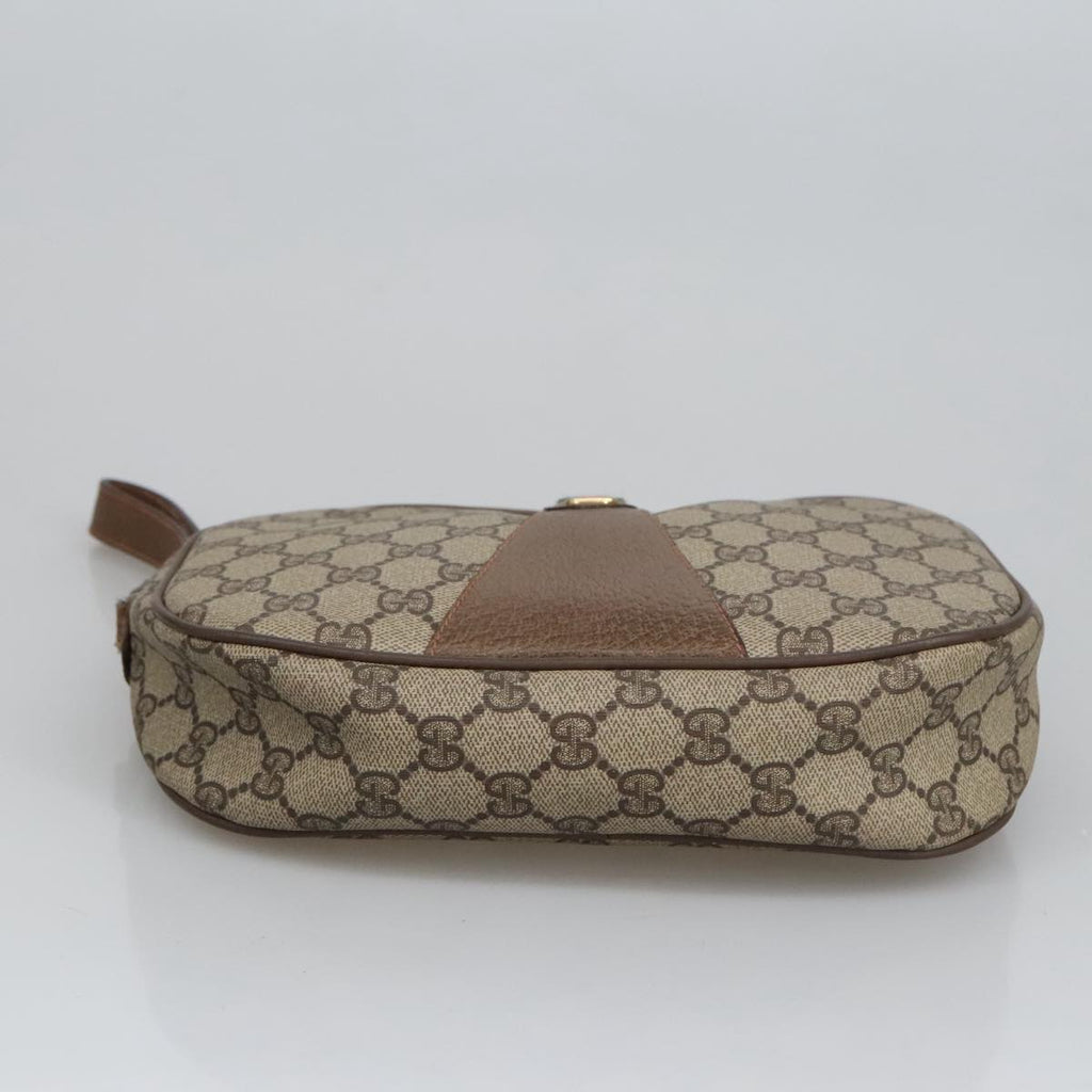 GUCCI GG Supreme Web Sherry Line Clutch Bag PVC Beige Gold 89 01 034 am7287