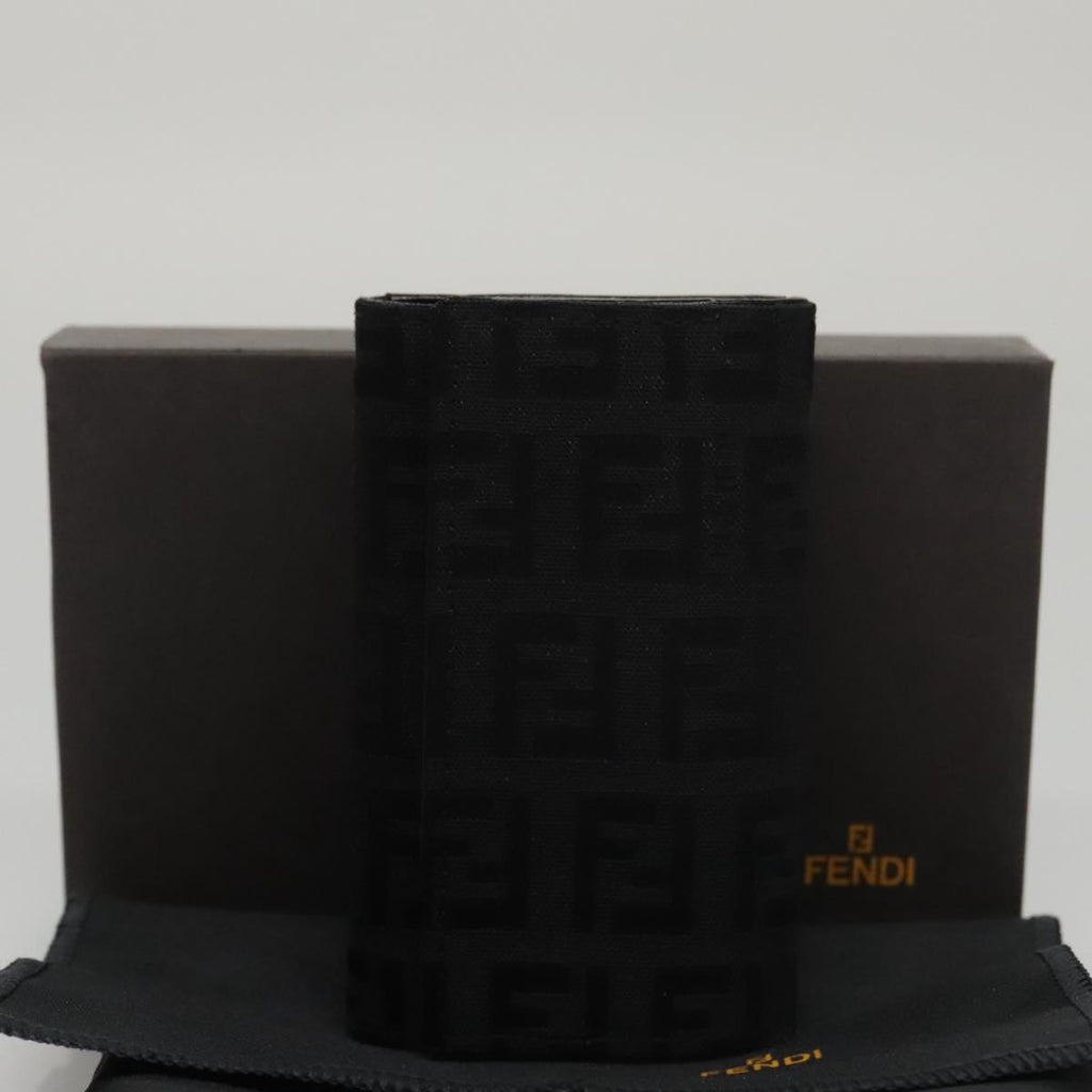 FENDI Zucchino Canvas Key Case Black am7391