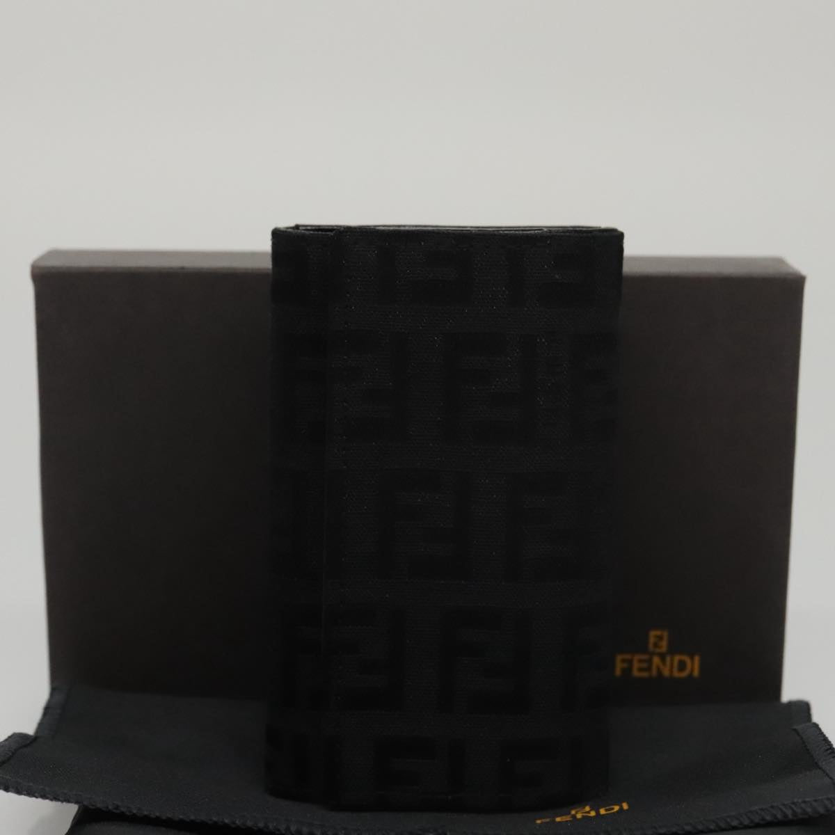 FENDI Zucchino Canvas Key Case Black am7391