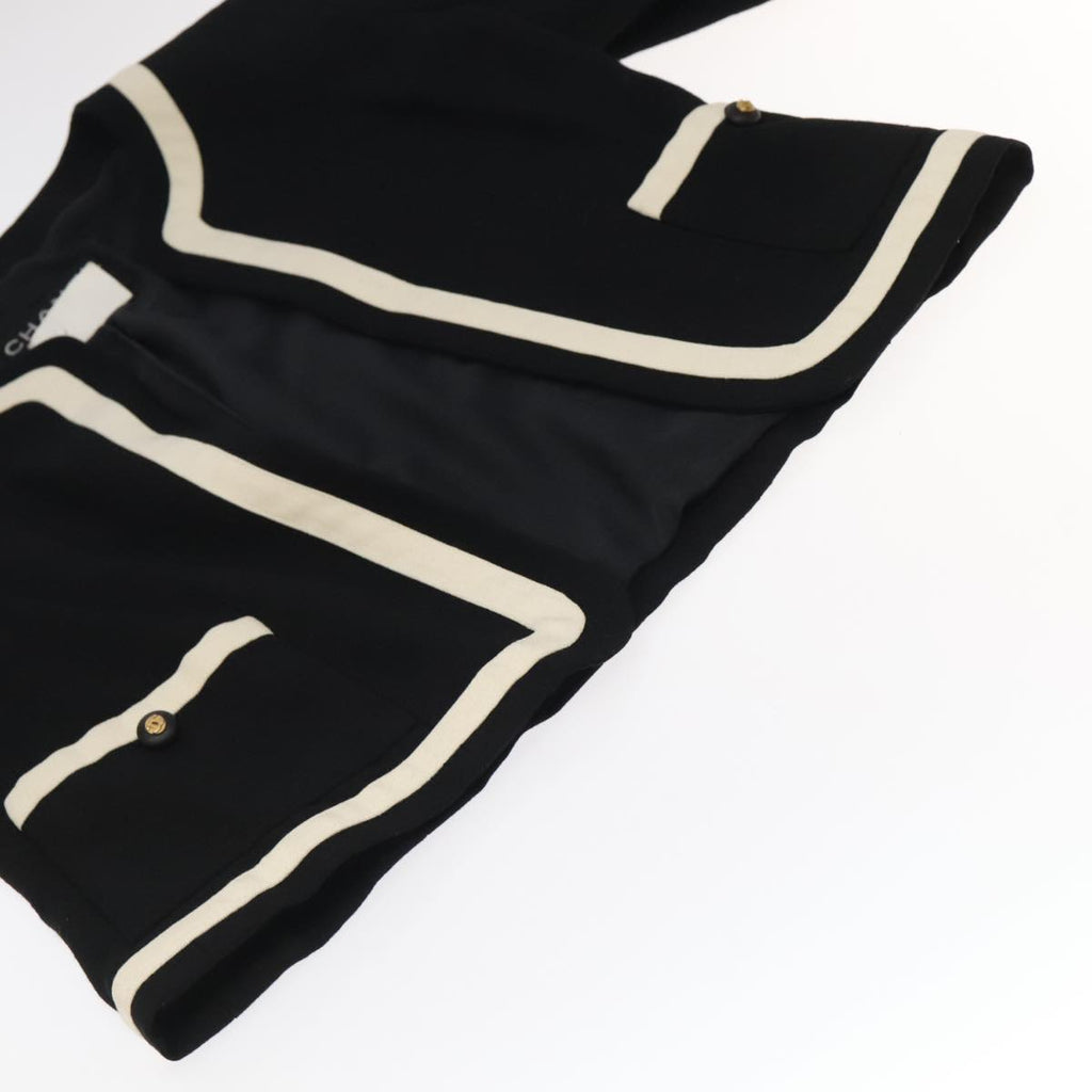 CHANEL Setup Skirt Jacket Cotton 34 Black White CC am7406
