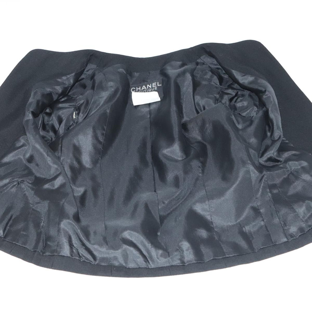 CHANEL Setup Skirt Jacket Cotton 34 Black White CC am7406
