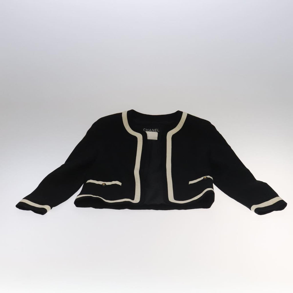 CHANEL Setup Skirt Jacket Cotton 34 Black White CC am7406