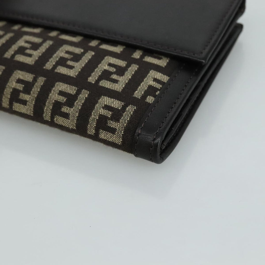 FENDI Zucchino Canvas Wallet Brown am7414