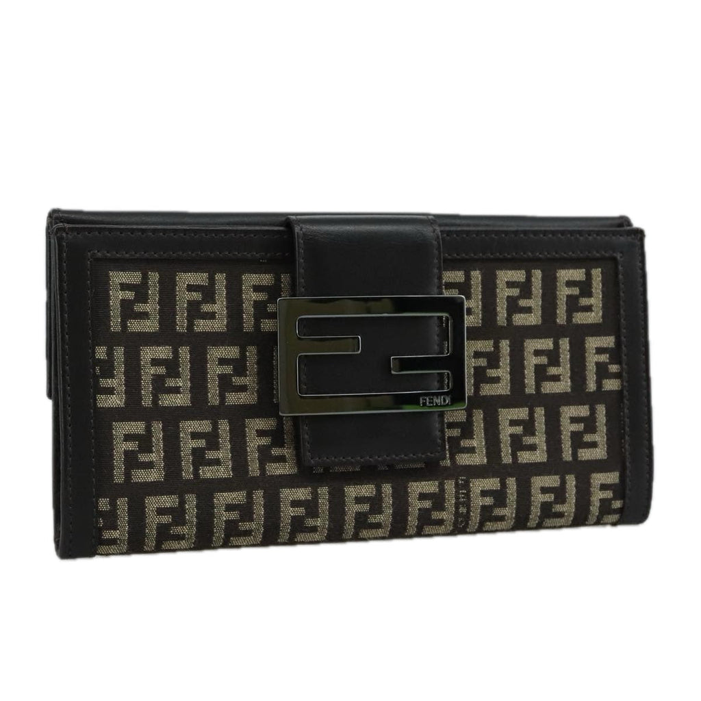 FENDI Zucchino Canvas Wallet Brown am7414