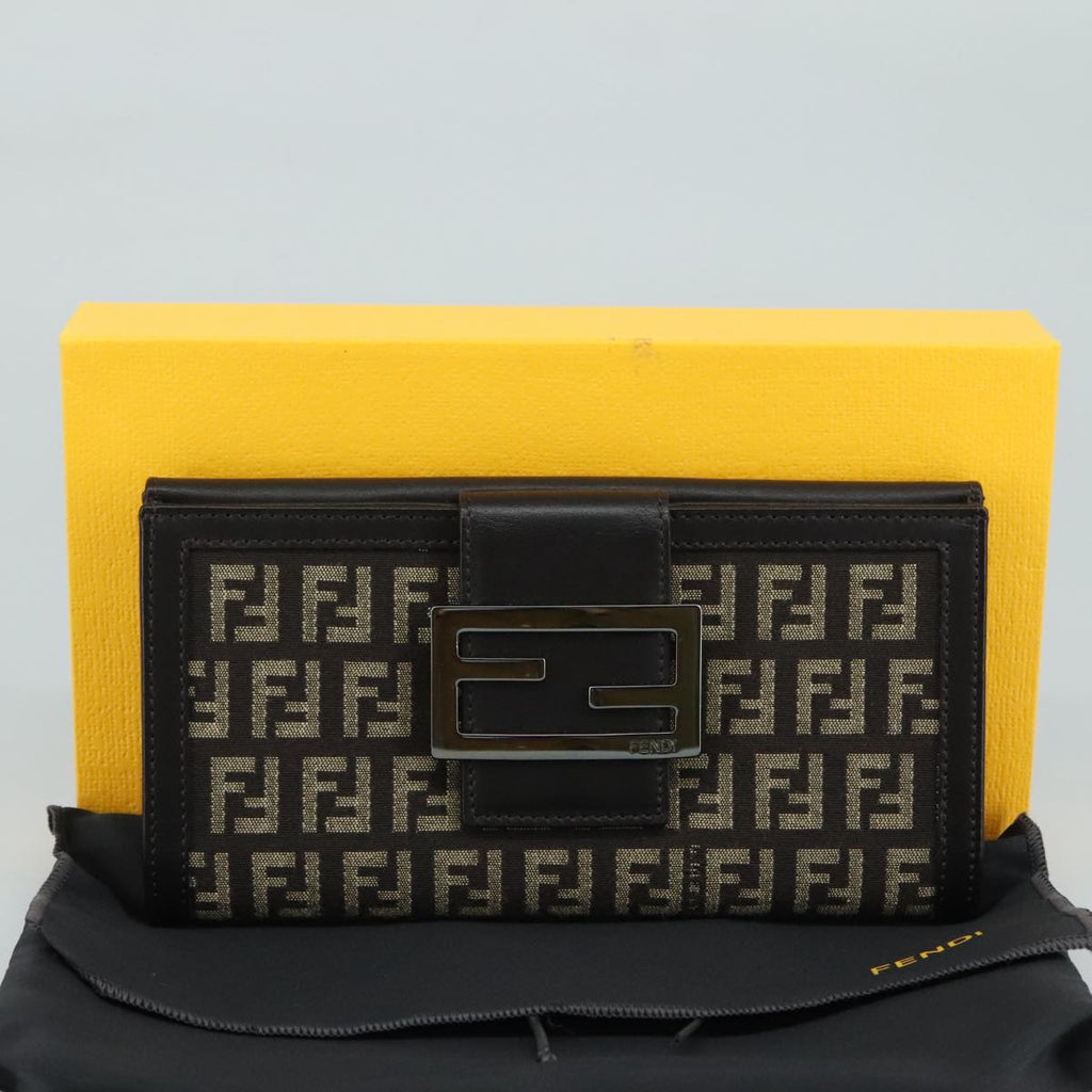 FENDI Zucchino Canvas Wallet Brown am7414