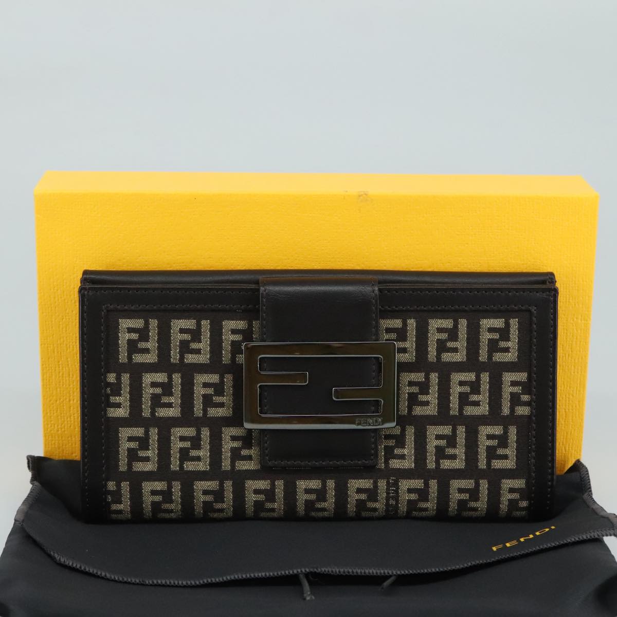FENDI Zucchino Canvas Wallet Brown am7414