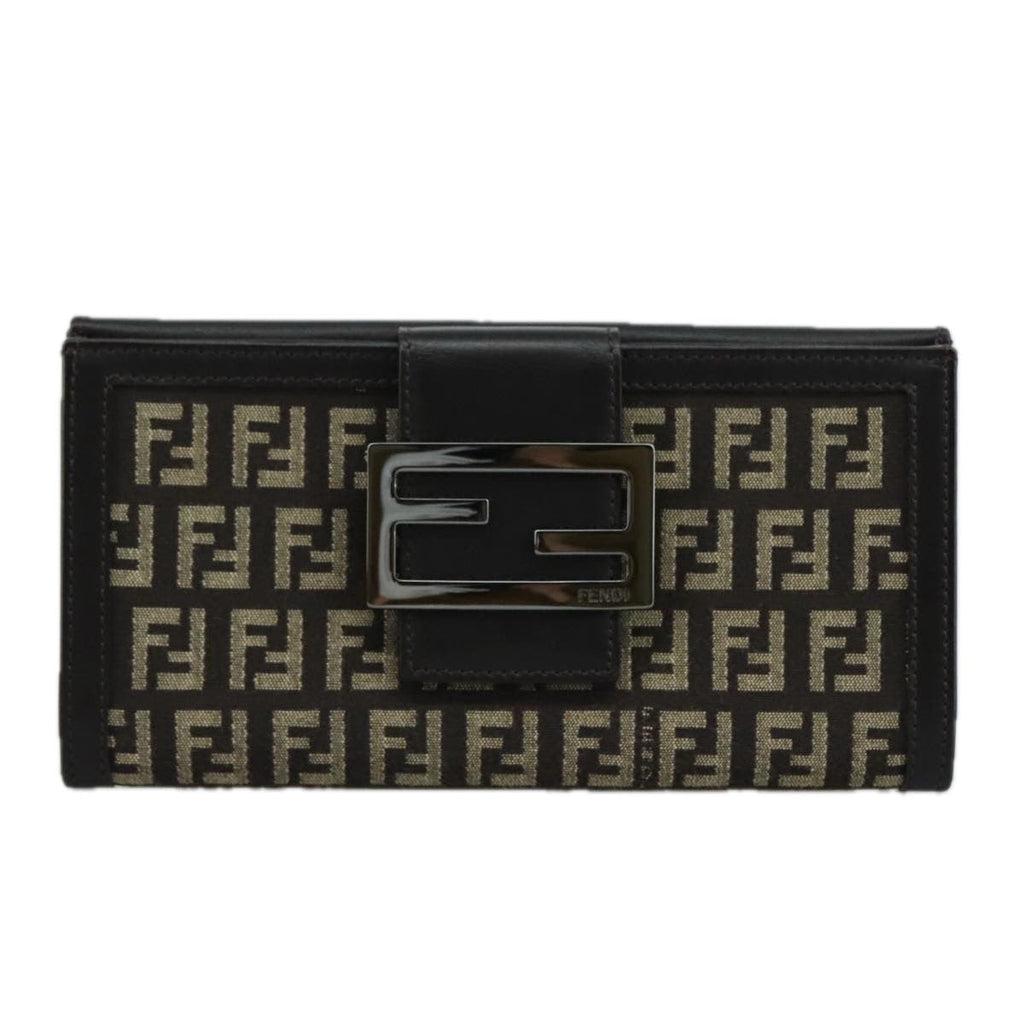 FENDI Zucchino Canvas Wallet Brown am7414