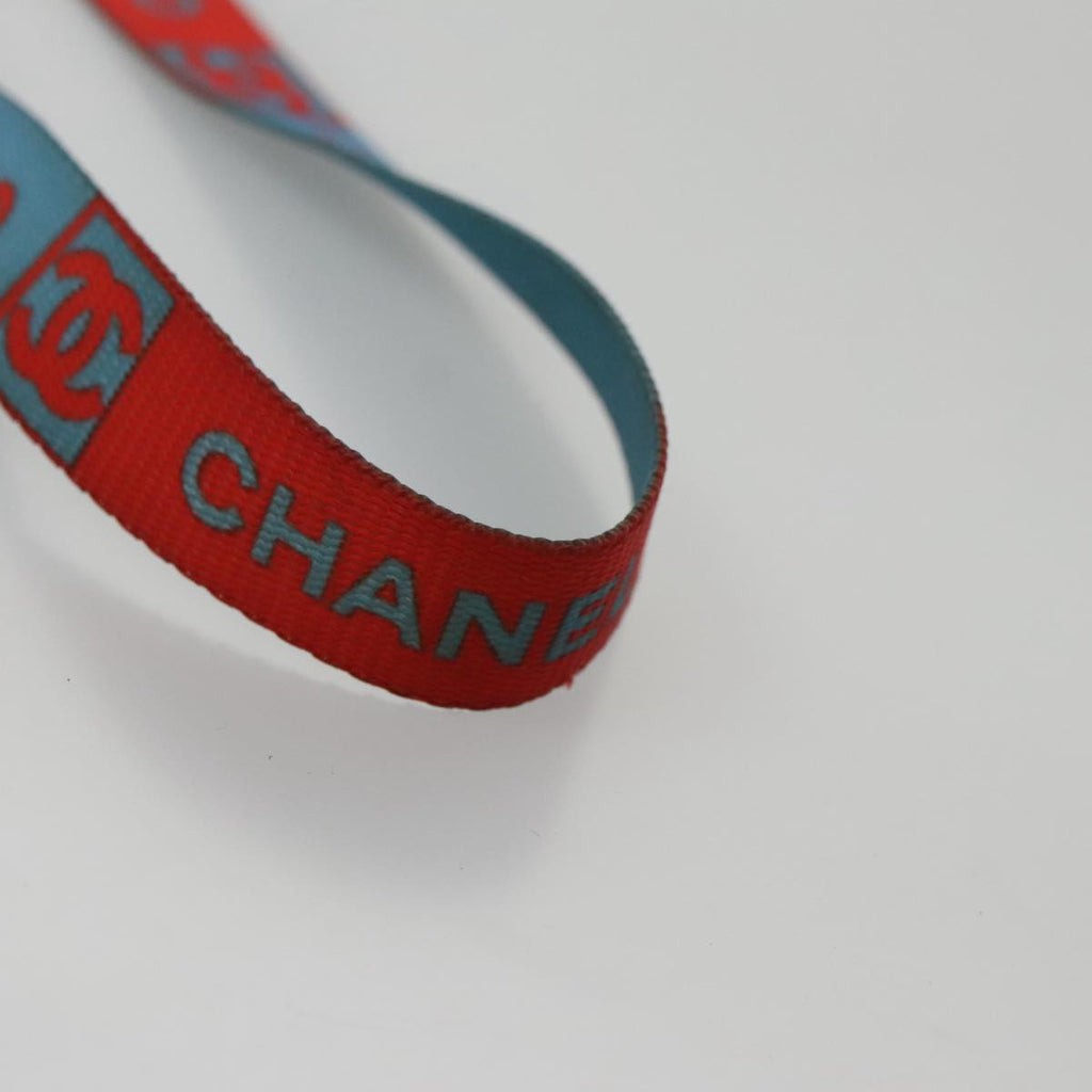 CHANEL Neck Strap Canvas Red Blue CC am7445