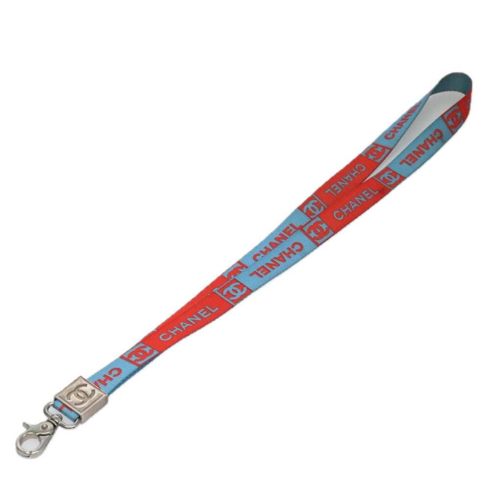 CHANEL Neck Strap Canvas Red Blue CC am7445