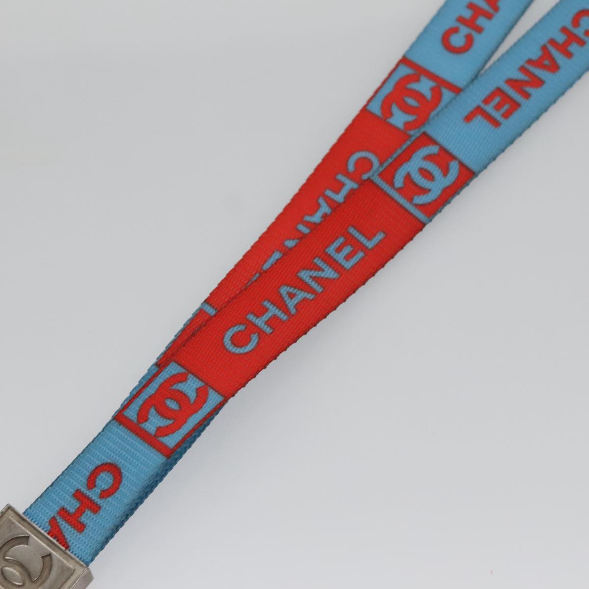 CHANEL Neck Strap Canvas Red Blue CC am7445