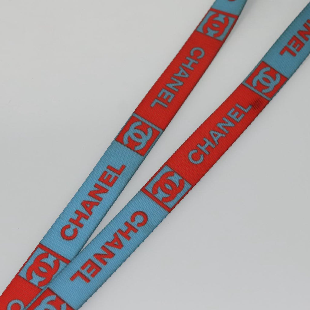 CHANEL Neck Strap Canvas Red Blue CC am7445