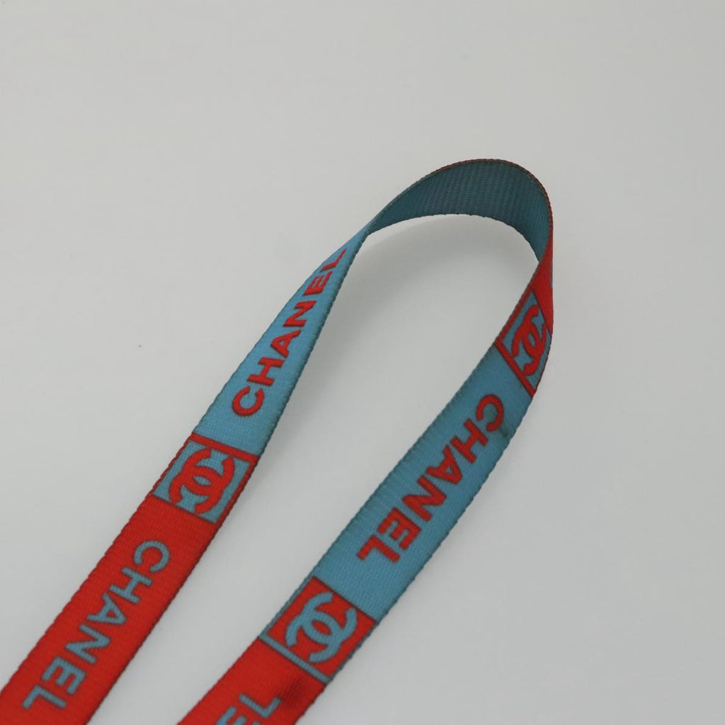 CHANEL Neck Strap Canvas Red Blue CC am7445