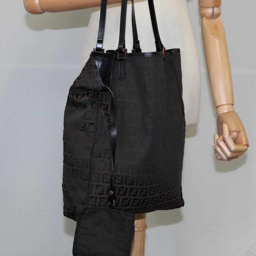 FENDI Zucchino Canvas Tote Bag Brown am7529