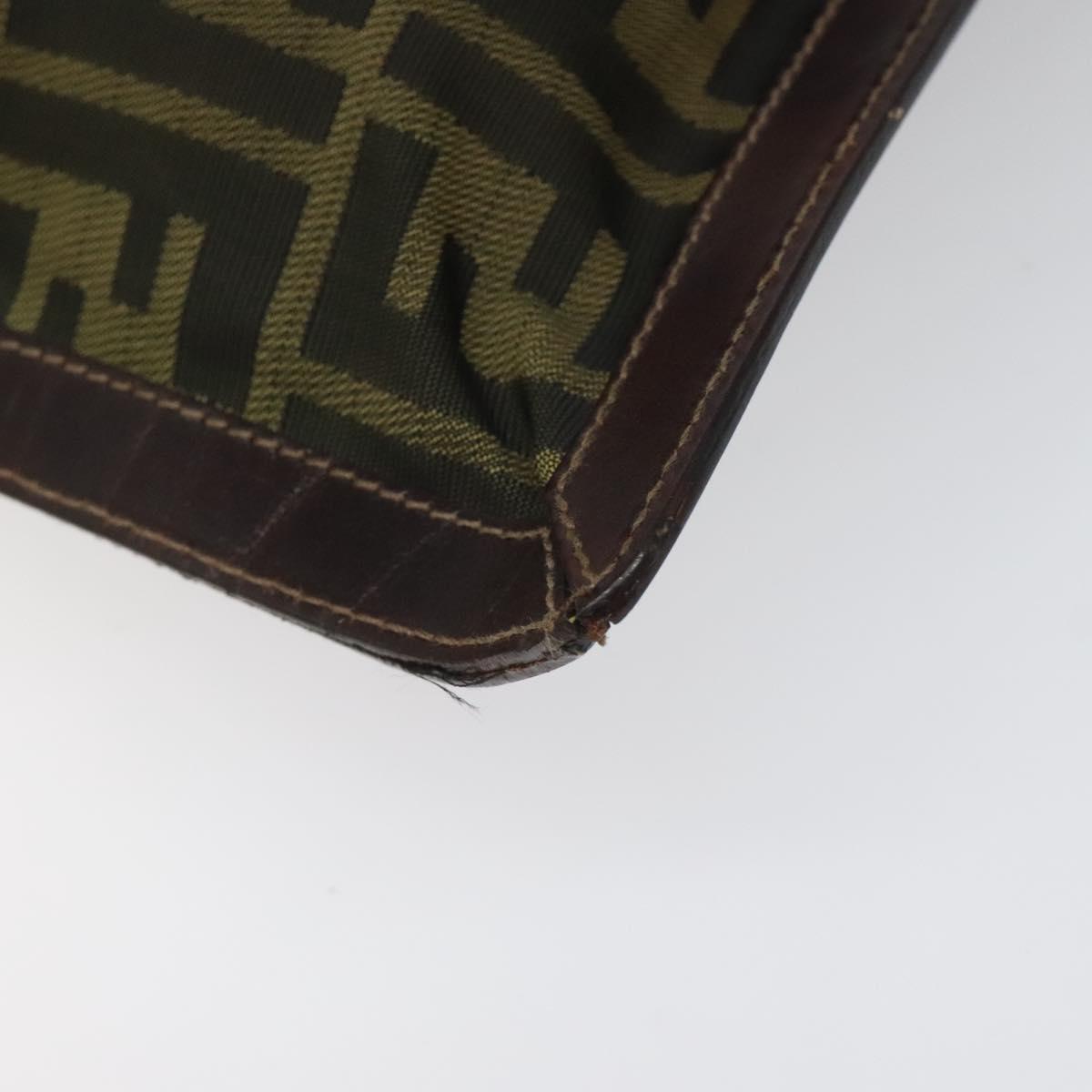 FENDI Zucca Canvas Clutch Bag Brown Black gold am7688