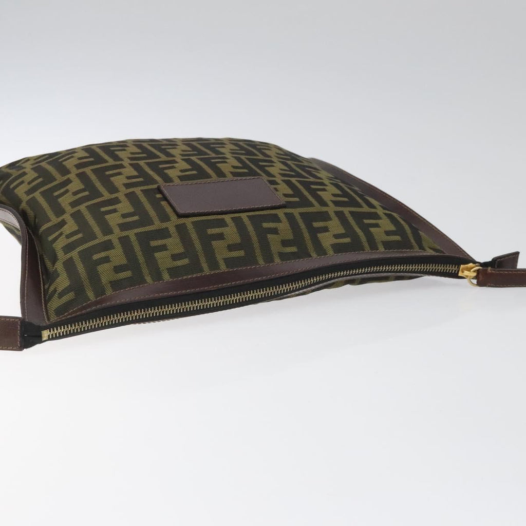 FENDI Zucca Canvas Clutch Bag Brown Black gold am7688