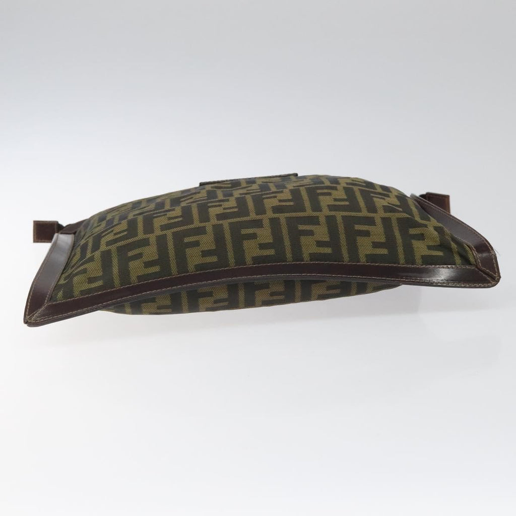 FENDI Zucca Canvas Clutch Bag Brown Black gold am7688