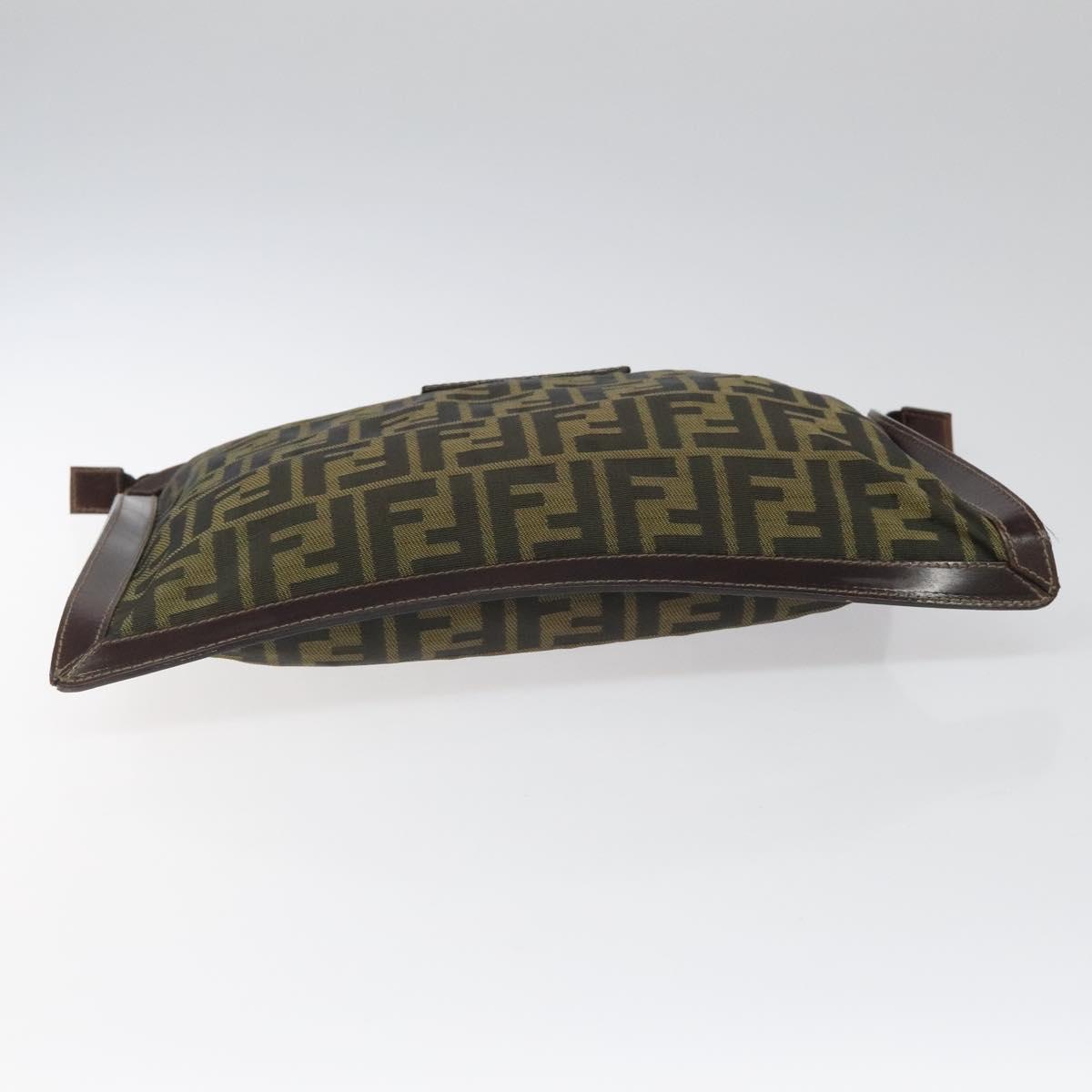 FENDI Zucca Canvas Clutch Bag Brown Black gold am7688