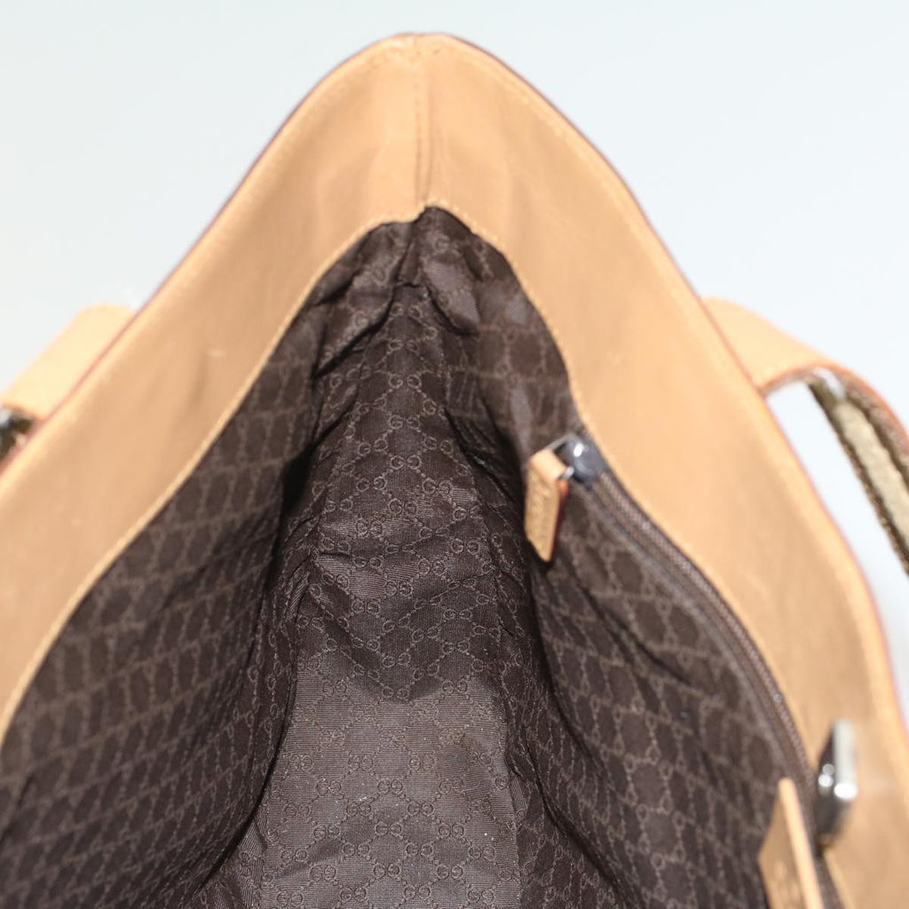 GUCCI Sherry Line Tote Bag Leather Beige Brown 73983 ar10000