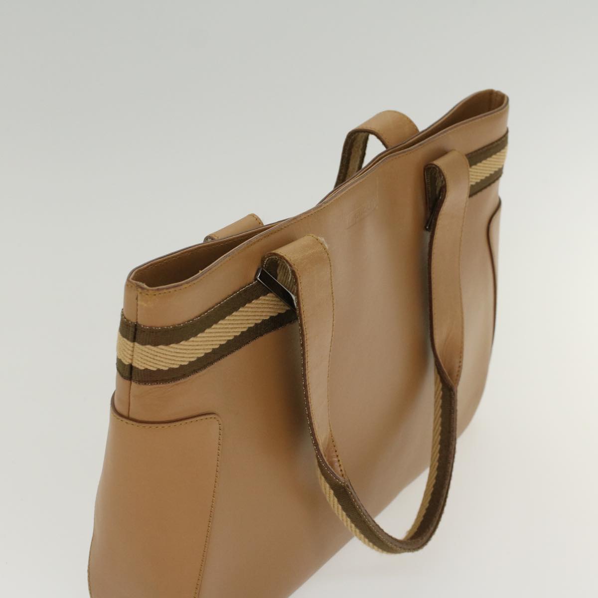 GUCCI Sherry Line Tote Bag Leather Beige Brown 73983 ar10000