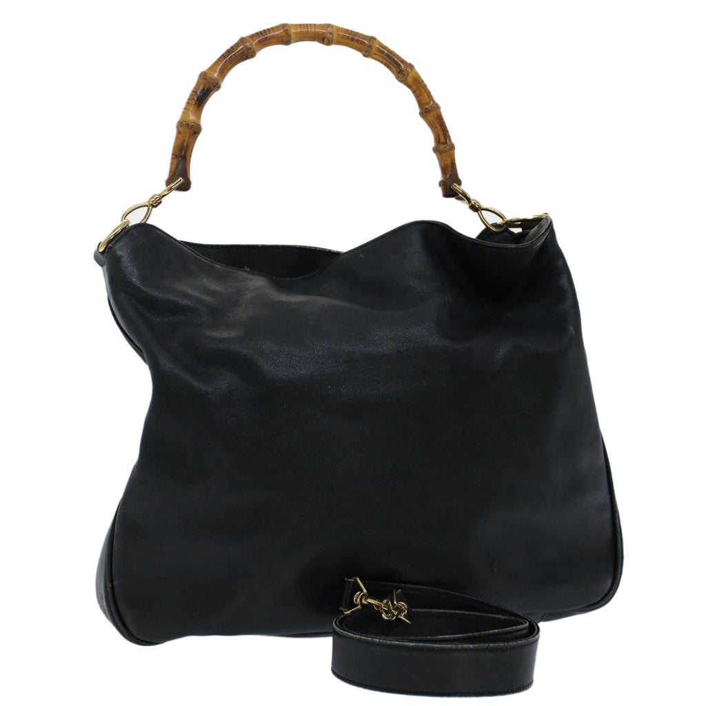 GUCCI Bamboo Shoulder Bag Leather 2way Black ar10030B