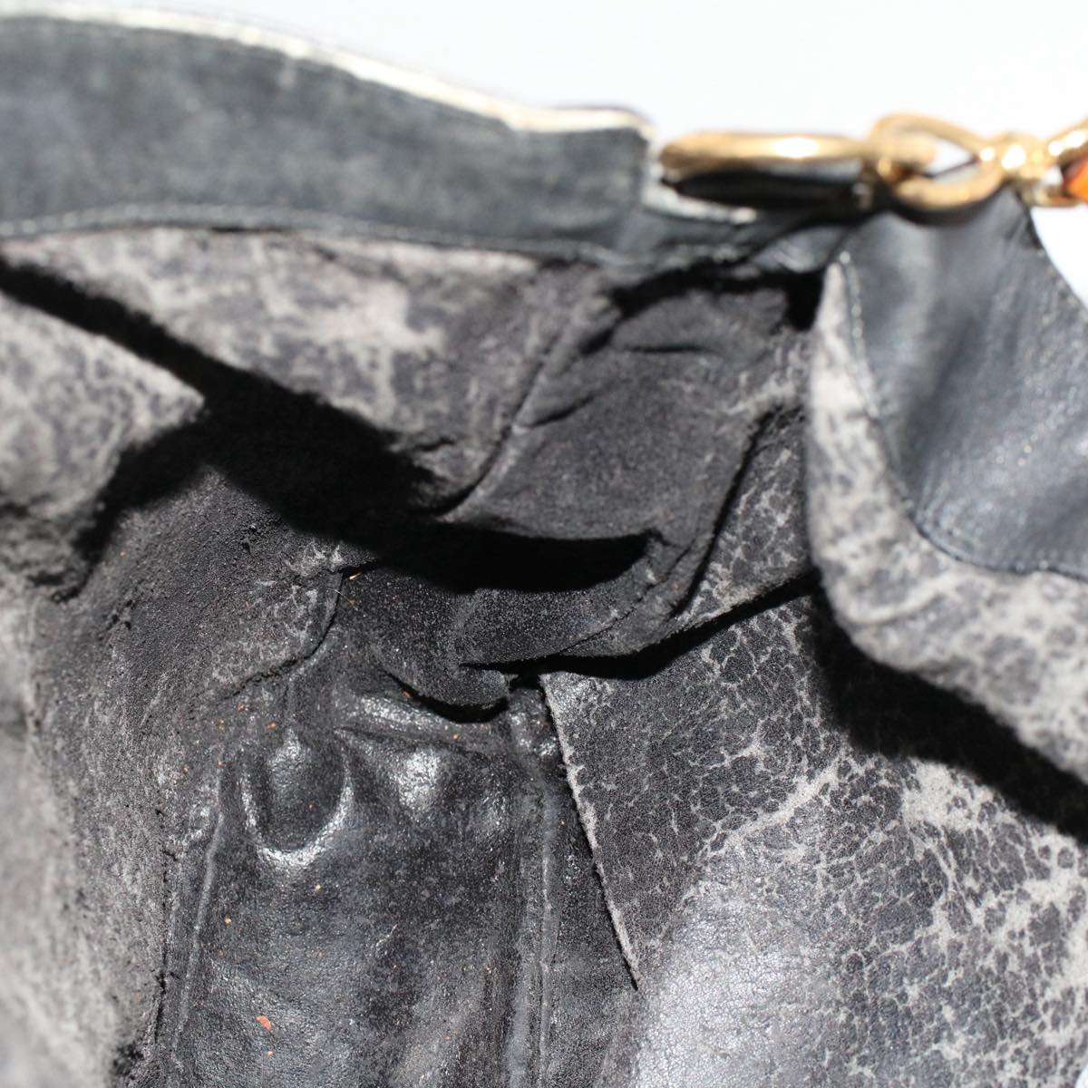 GUCCI Bamboo Shoulder Bag Leather 2way Black ar10030B