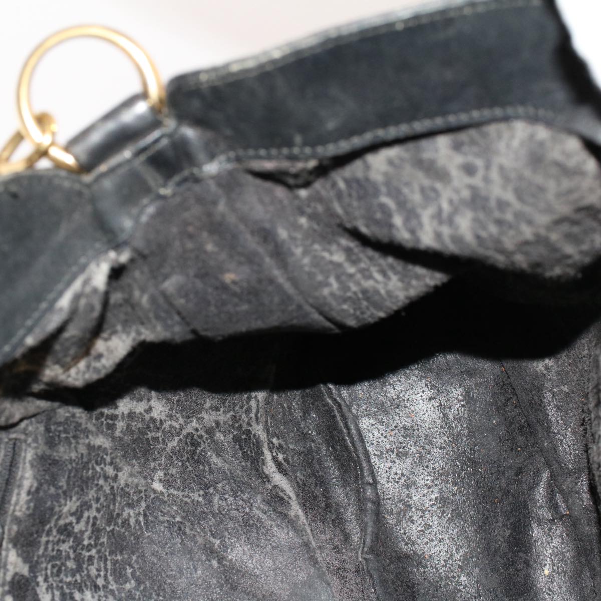 GUCCI Bamboo Shoulder Bag Leather 2way Black ar10030B