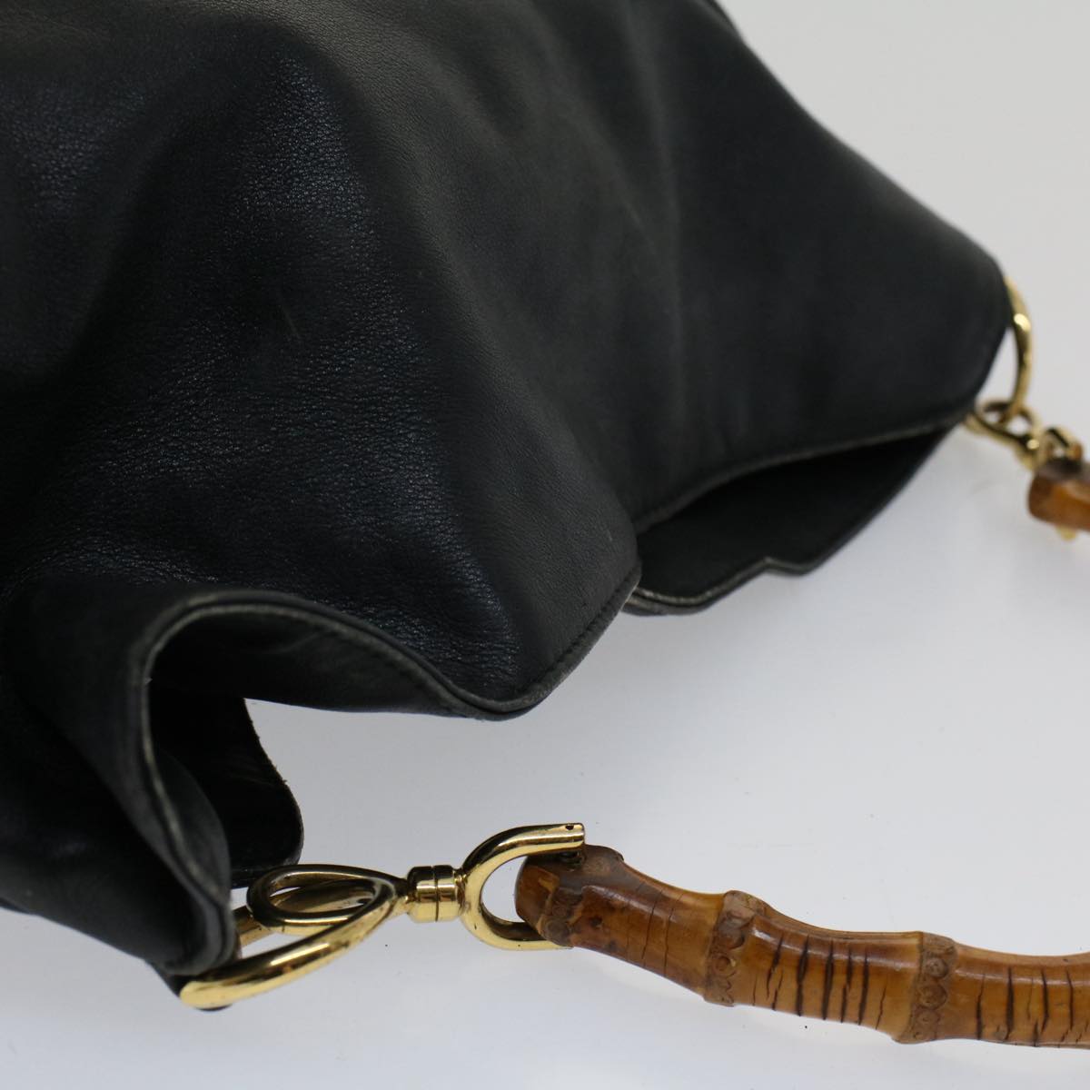 GUCCI Bamboo Shoulder Bag Leather 2way Black ar10030B