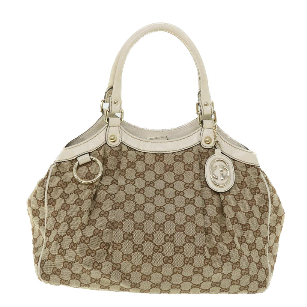 GUCCI GG Canvas Hand Bag Beige 211944 ar10073
