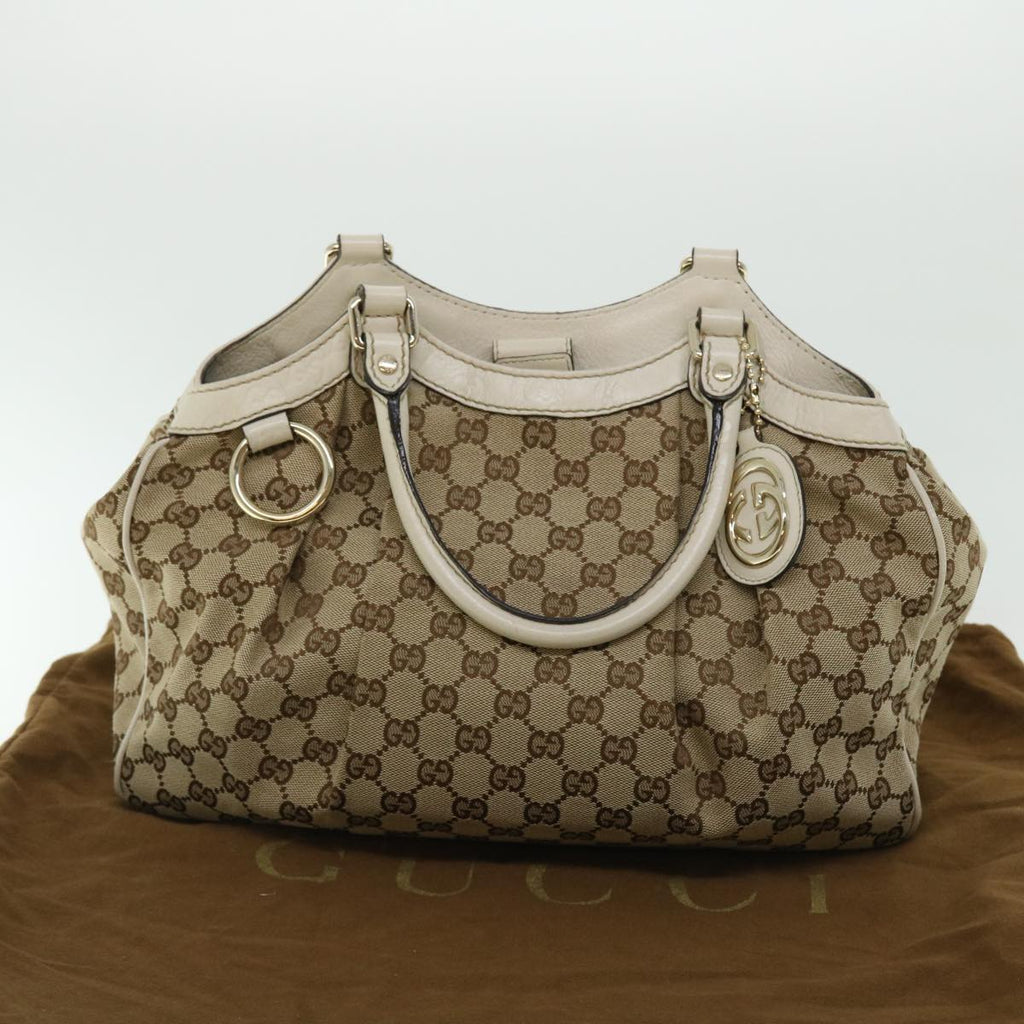 GUCCI GG Canvas Hand Bag Beige 211944 ar10073