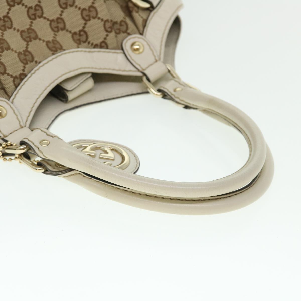 GUCCI GG Canvas Hand Bag Beige 211944 ar10073