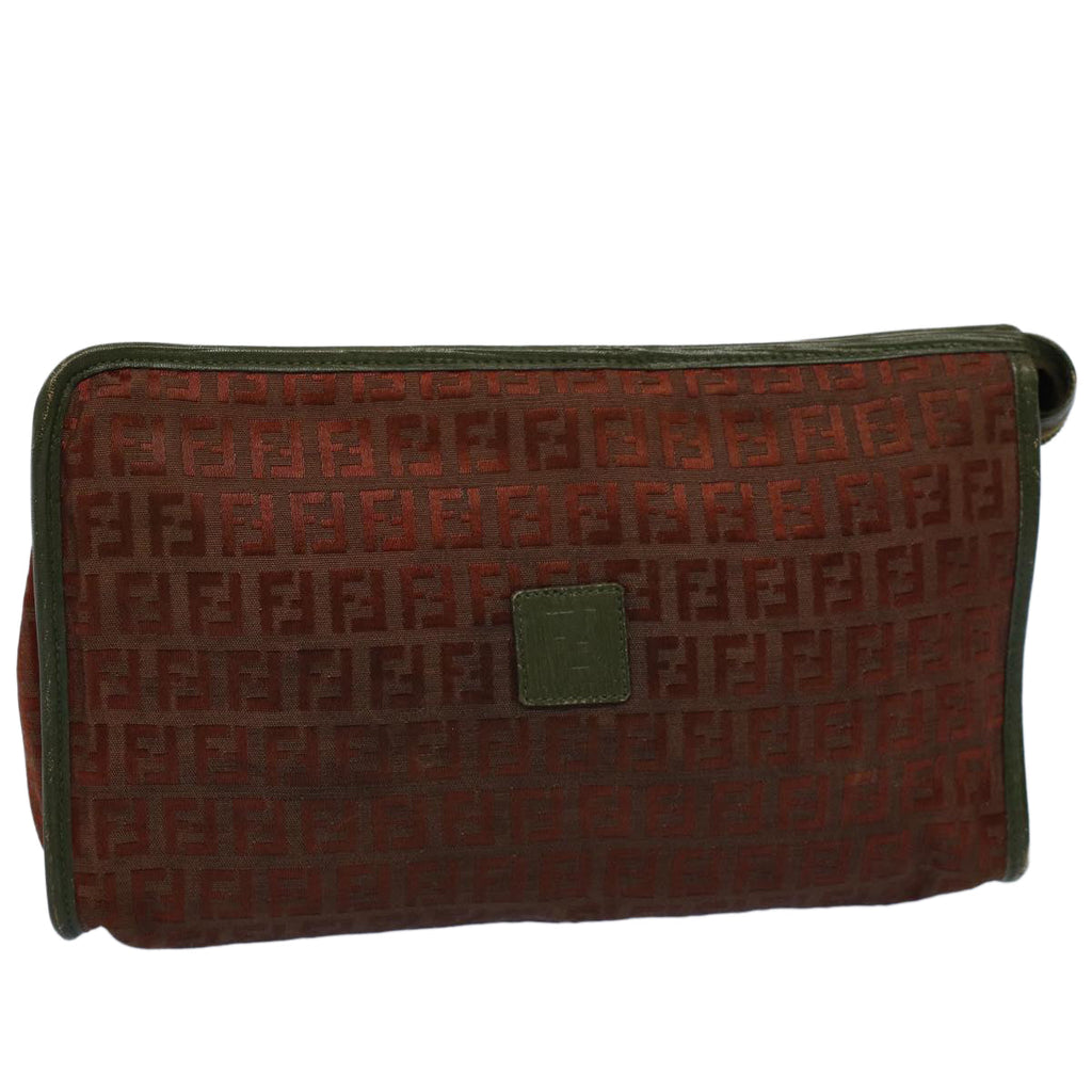 FENDI Zucchino Canvas Clutch Bag Vintage Brown ar10173