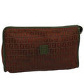 FENDI Zucchino Canvas Clutch Bag Vintage Brown ar10173