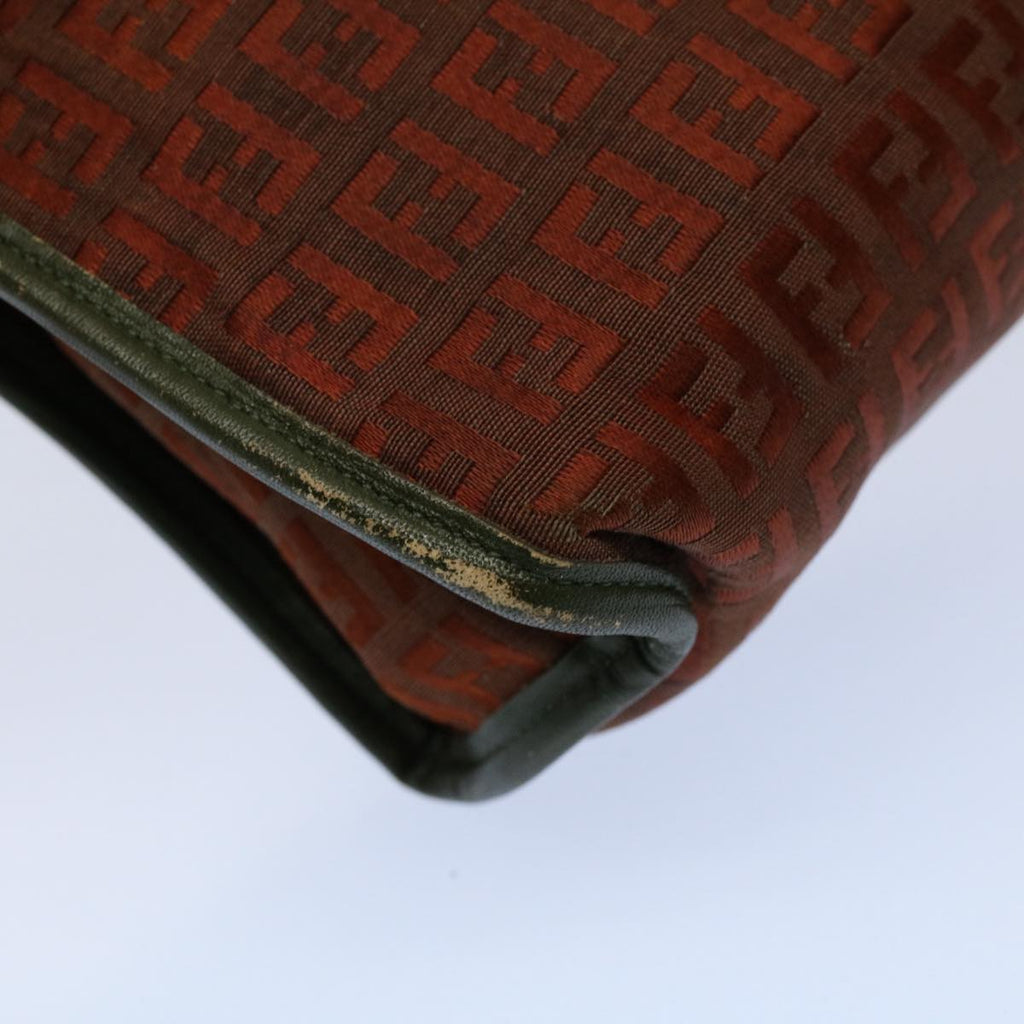 FENDI Zucchino Canvas Clutch Bag Vintage Brown ar10173