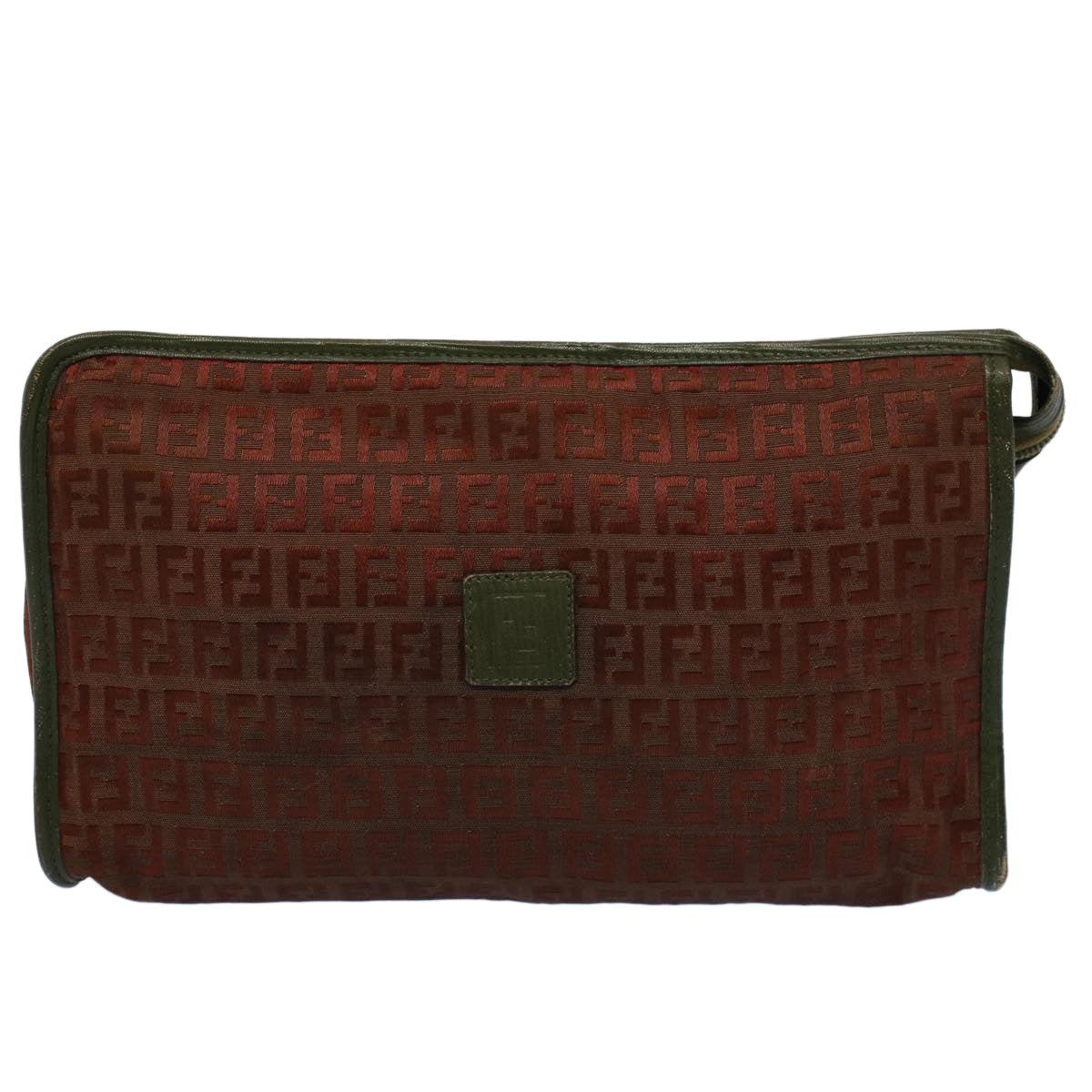 FENDI Zucchino Canvas Clutch Bag Vintage Brown ar10173