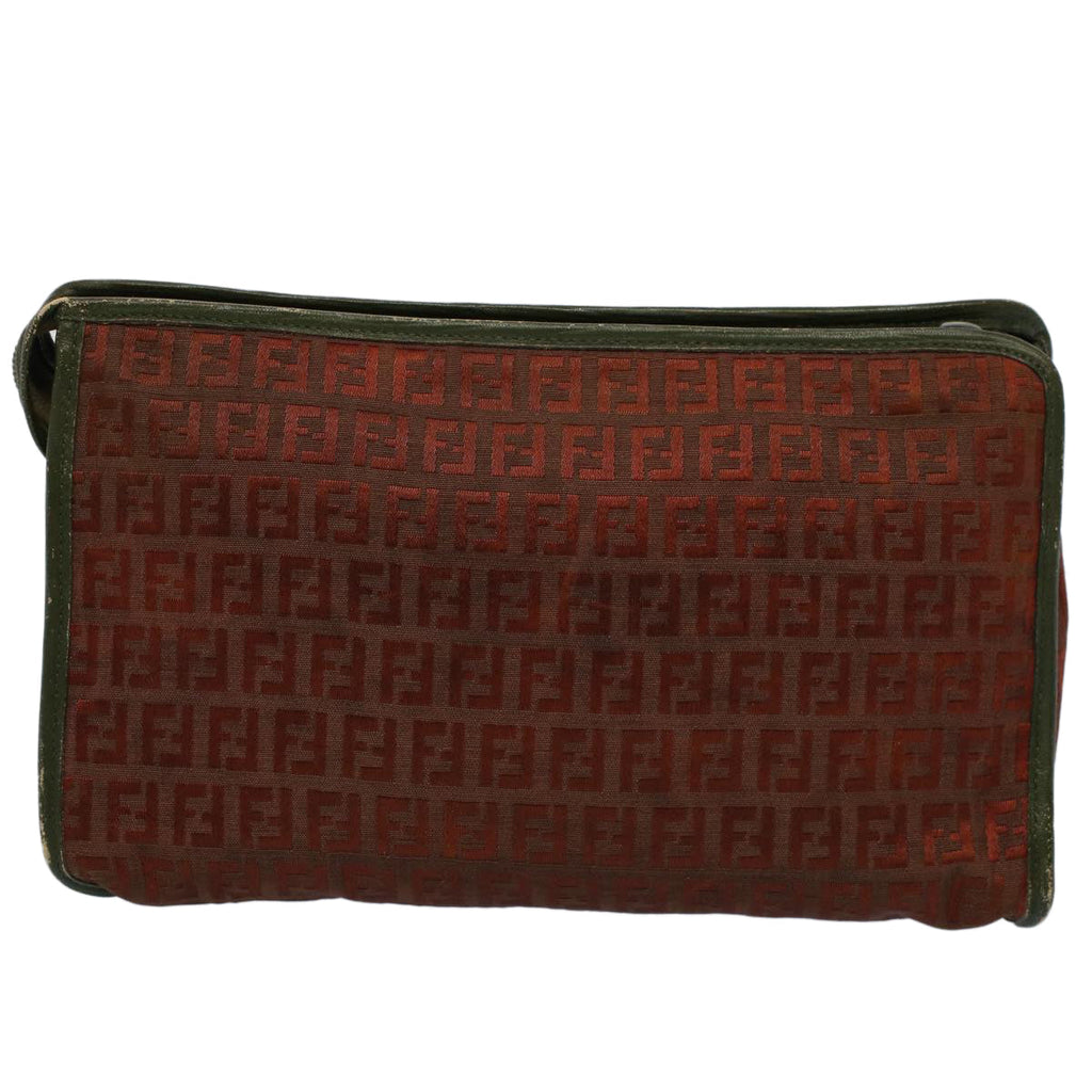 FENDI Zucchino Canvas Clutch Bag Vintage Brown ar10173