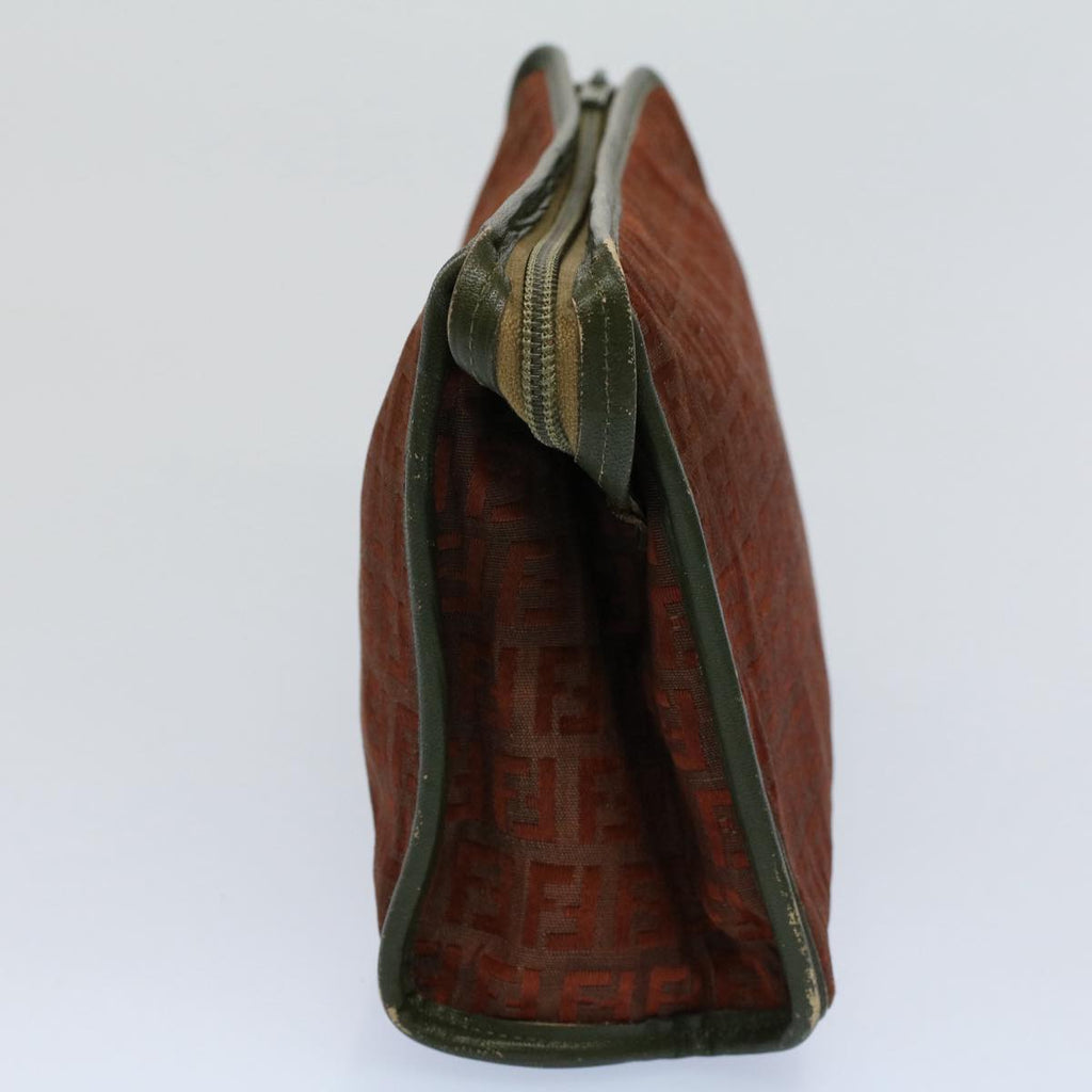 FENDI Zucchino Canvas Clutch Bag Vintage Brown ar10173