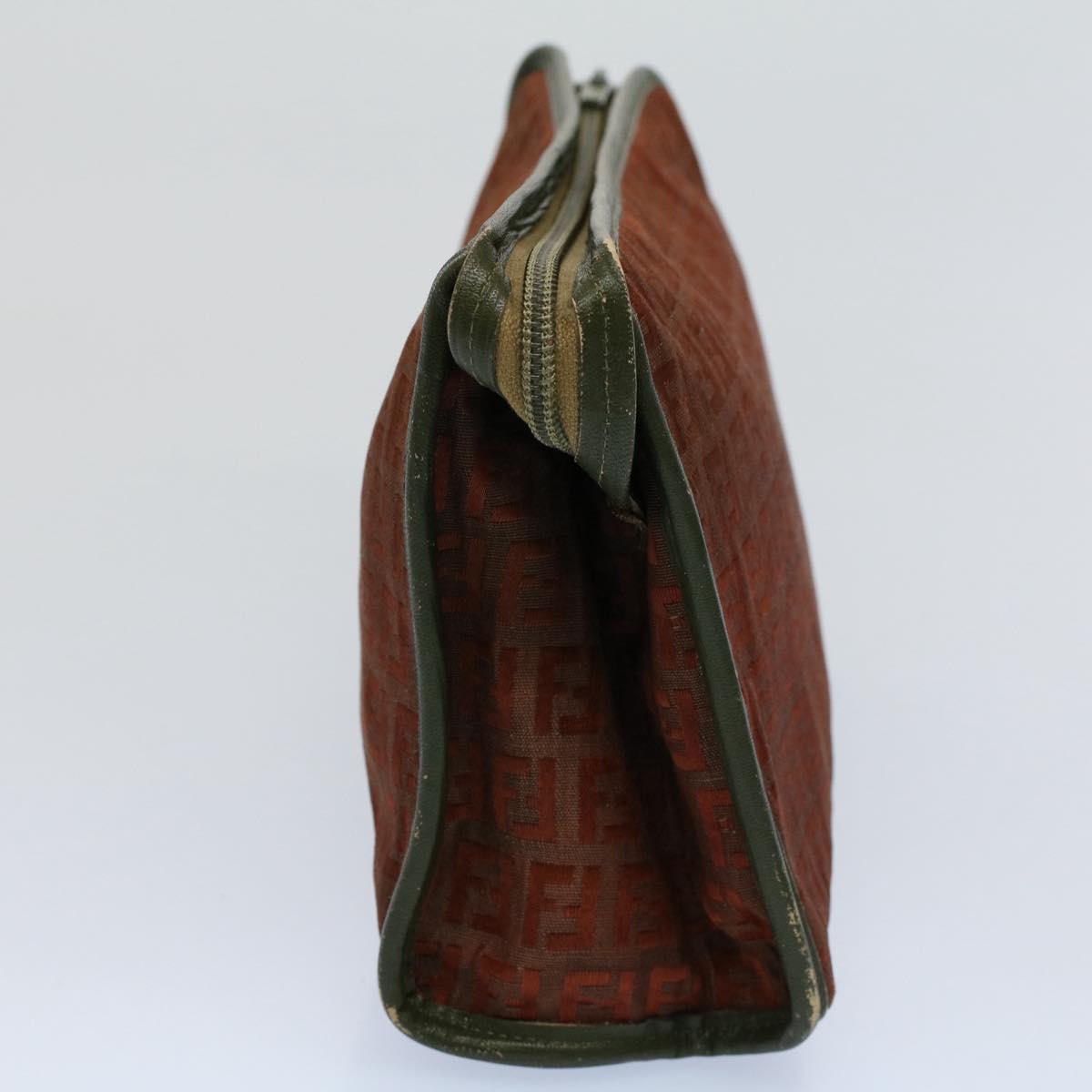 FENDI Zucchino Canvas Clutch Bag Vintage Brown ar10173