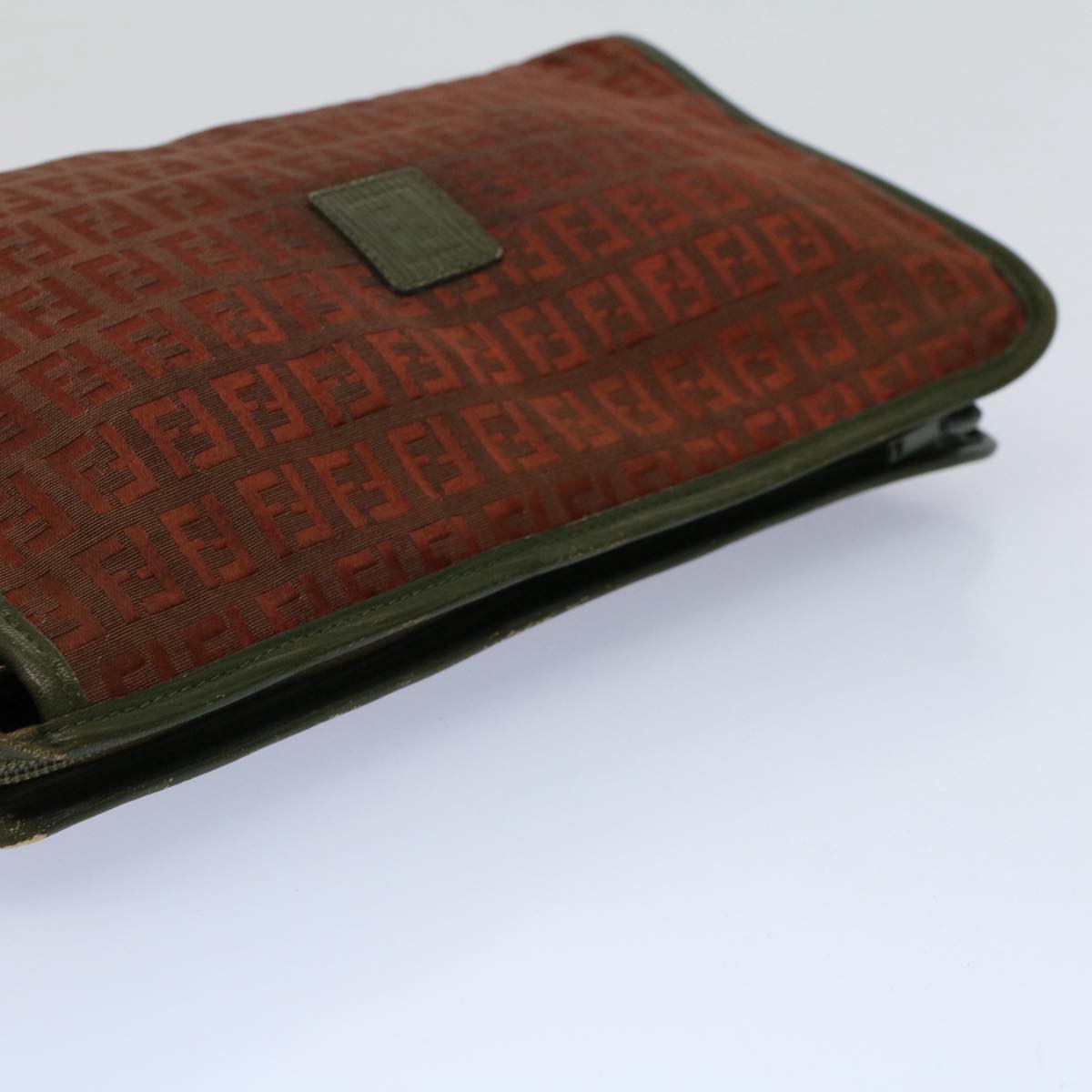 FENDI Zucchino Canvas Clutch Bag Vintage Brown ar10173